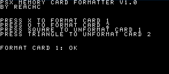 PSX Memory Card Formatter
